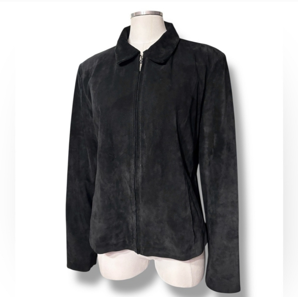 CO & EDDY Black Suede Full Zip Jacket VINTAGE